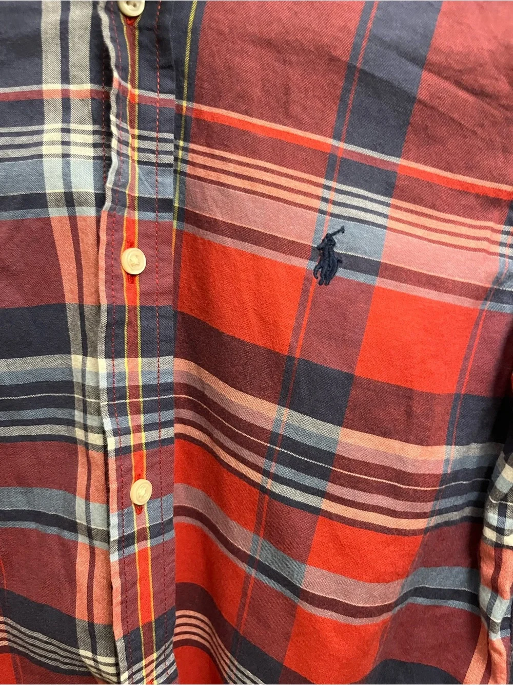 Polo Ralph Lauren Boys Plaid Pattern Red/Blue Button Down Shirt. Size 7